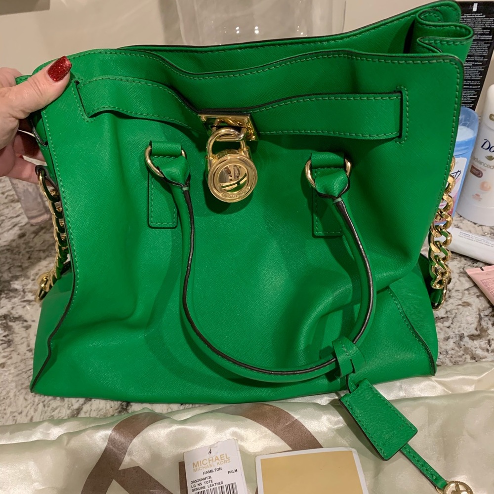 Michael Kors green hamlin bag.  LE